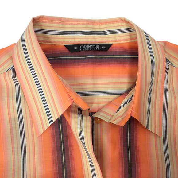 Eterna Excellent Cotton Striped Women's Top Blouse Button Front EUR Size 42 US L - Picture 9 of 10